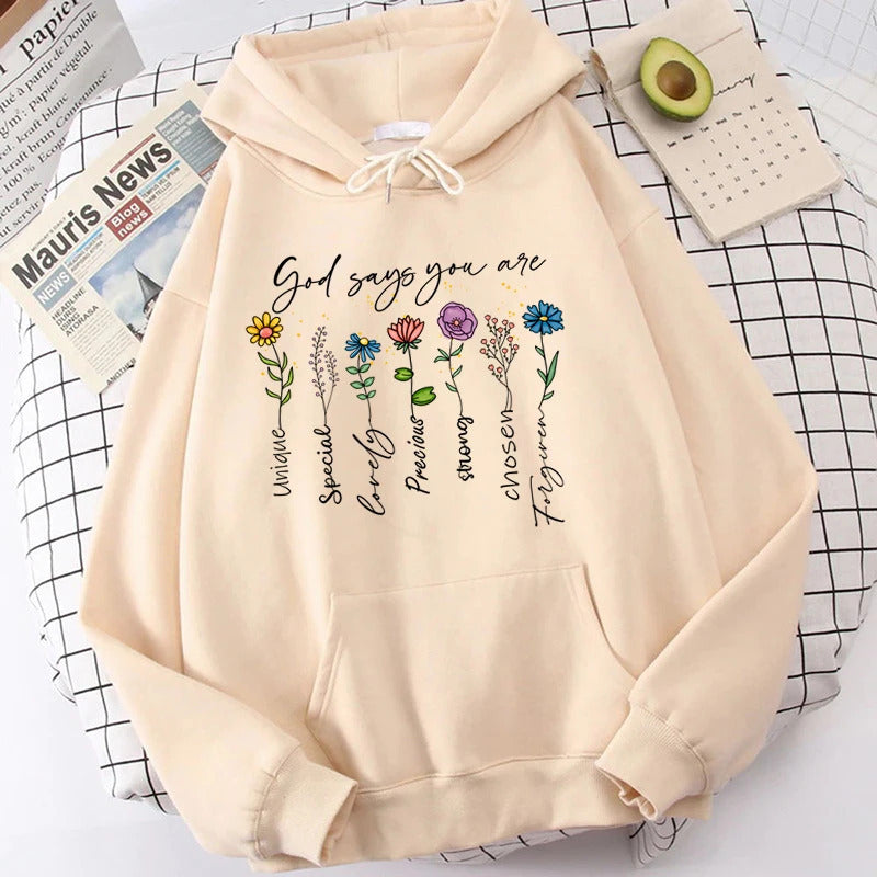 Buy Fashion “God Says You Are Unique” Flower Print Casual Top