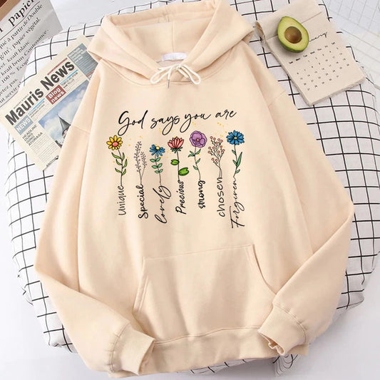 Buy Fashion “God Says You Are Unique” Flower Print Casual Top