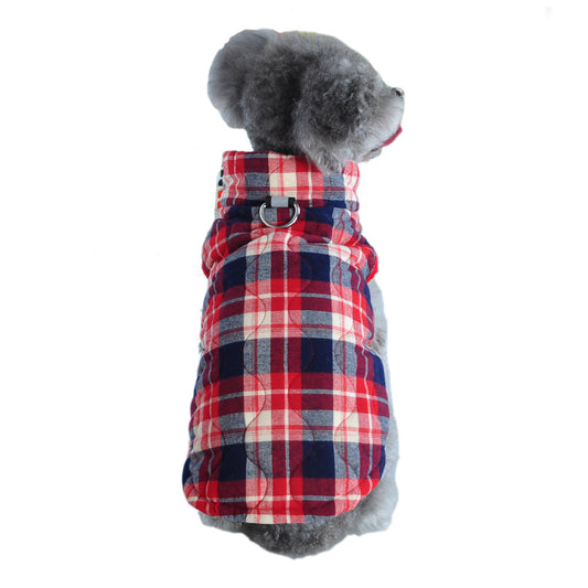 Buy Winter Dog Clothes | Heavy Cotton Plaid Zipper Jacket