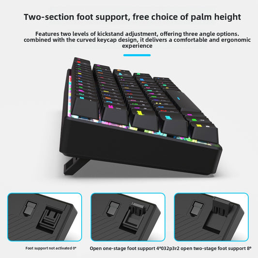 68-Key Wireless Bluetooth RGB Mechanical Keyboard with Detachable Keycaps