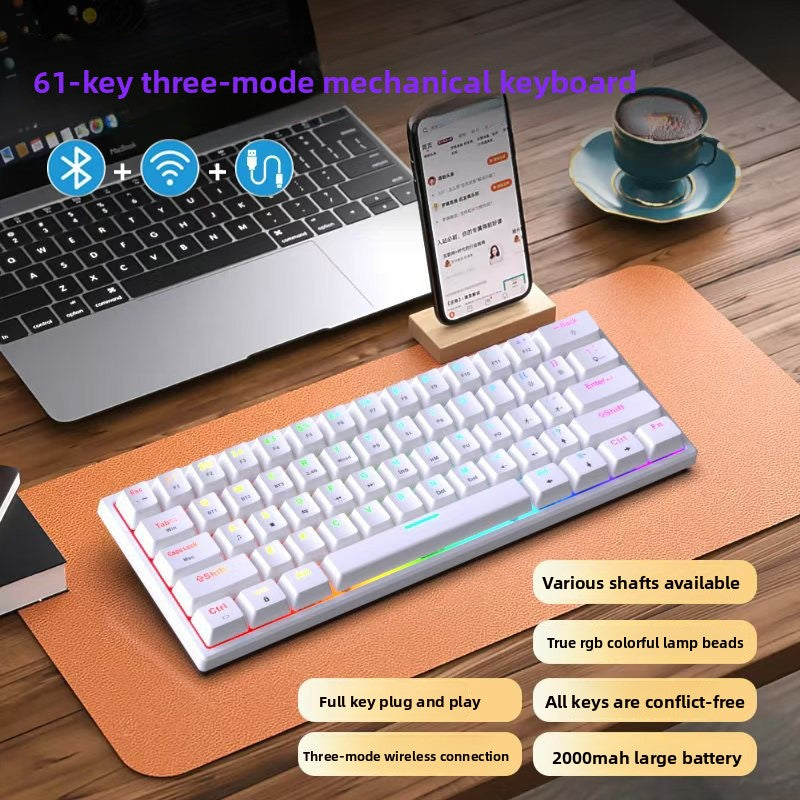 68-Key Wireless Bluetooth RGB Mechanical Keyboard with Detachable Keycaps