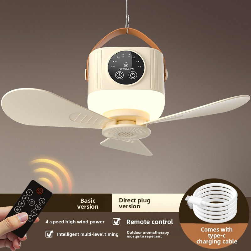 Smart Rechargeable Ceiling Fan with LED Light Quiet Airflow