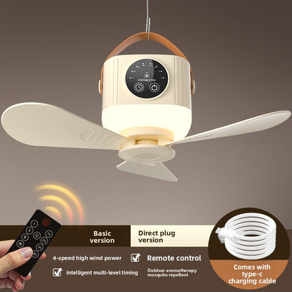 Smart Rechargeable Ceiling Fan with LED Light Quiet Airflow