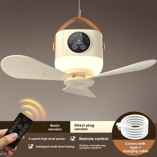 Smart Rechargeable Ceiling Fan with LED Light Quiet Airflow