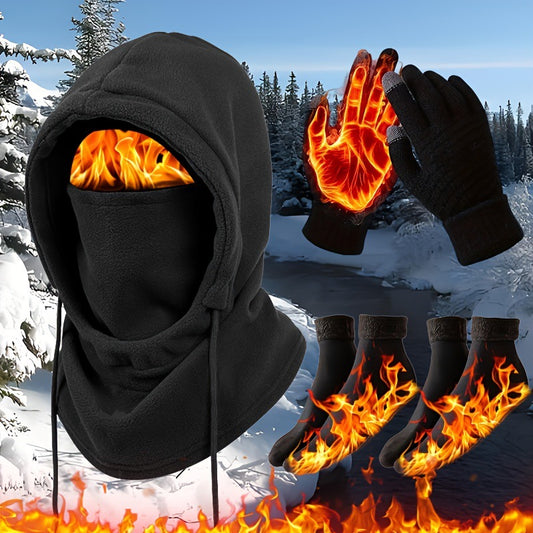 Buy Stylish Winter Warm Hat Gloves Socks Set for Men and Women