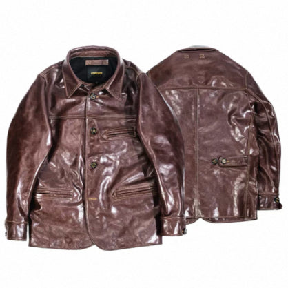 Men’s Mid-Length Heavy-Duty Leather Jacket Durable & Stylish