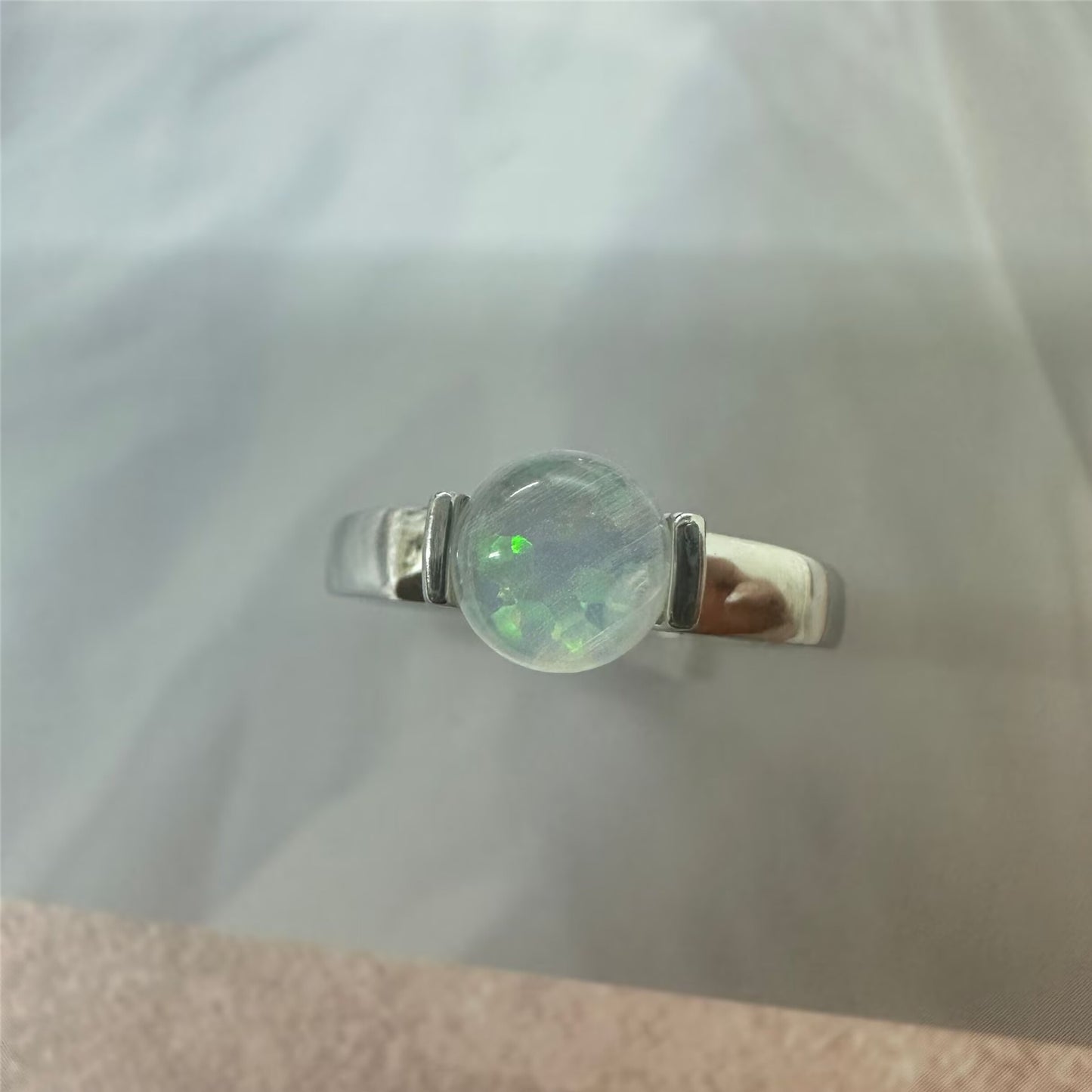 Buy Fashionable Aquamarine Opal Titanium Ring for Women
