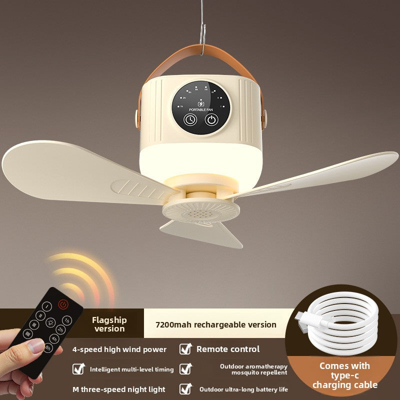 Smart Rechargeable Ceiling Fan with LED Light Quiet Airflow