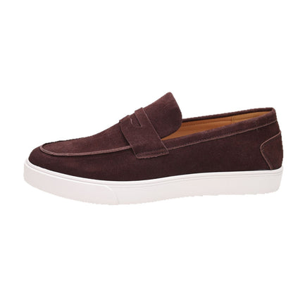Mens Genuine Leather Slip-On Loafers Breathable Casual Shoes