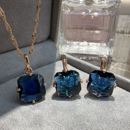 Buy Sapphire Earrings and Necklace Set Elegant Jewelry Gift