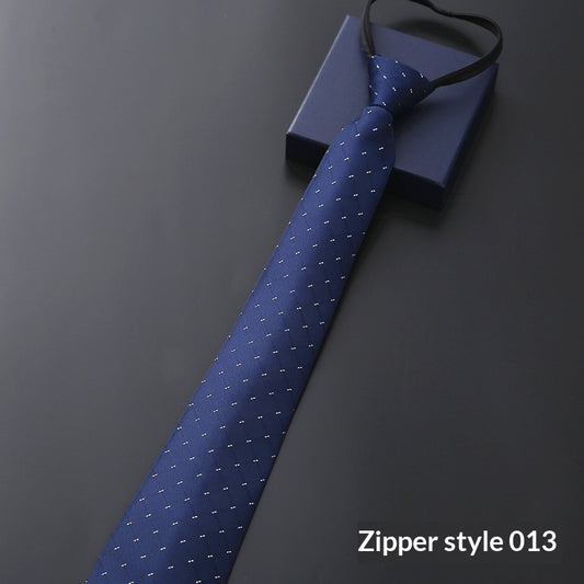Mens Business Formal Zipper Tie With Blue Stripes for Office