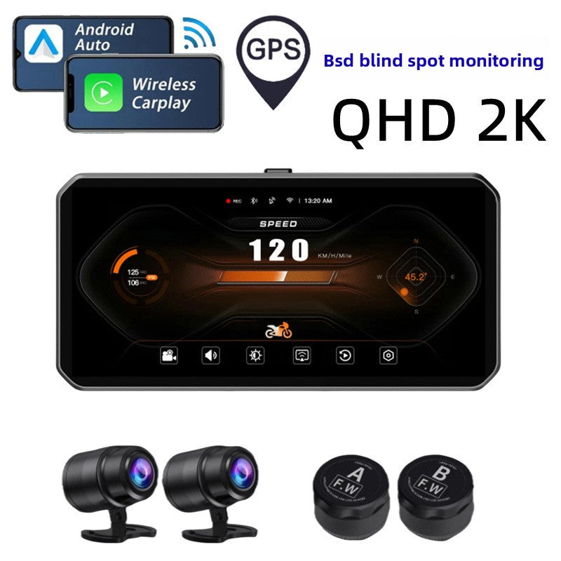 6.25 Inch Motorcycle Recorder with Rear Camera GPS Tire Monitoring