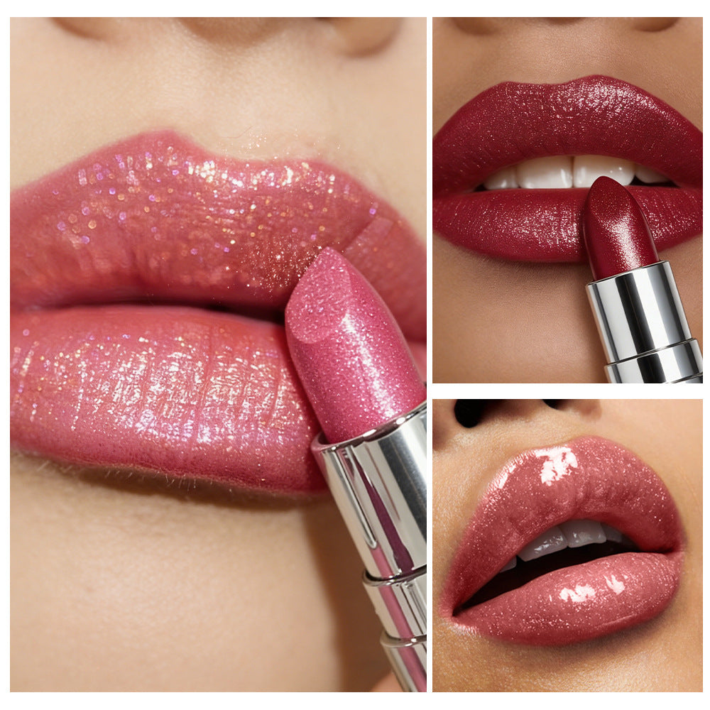 6-Color Gradient Pearly Lipstick with Fine Shimmer