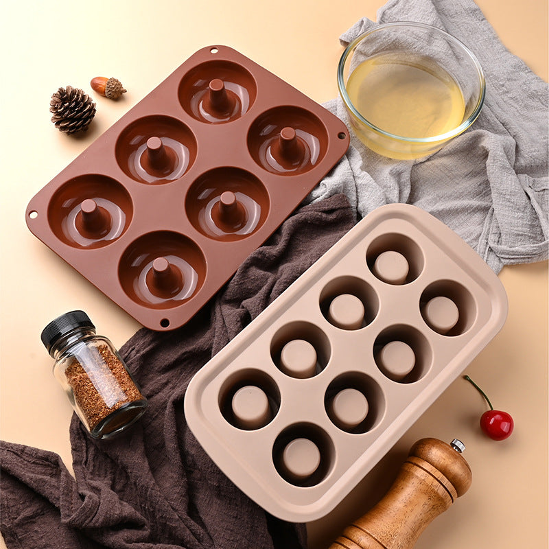 6-Hole 8-Hole Round Cake Silicone Mold Donut Mold Cookie Baking Too