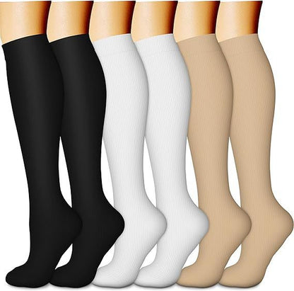 6-Pair Graduated Compression Socks Set