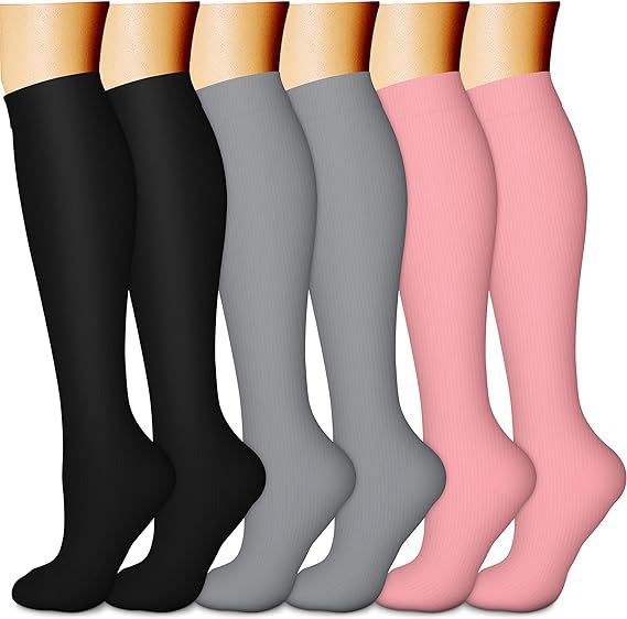 6-Pair Graduated Compression Socks Set