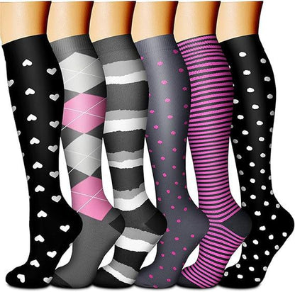 6-Pair Graduated Compression Socks Set