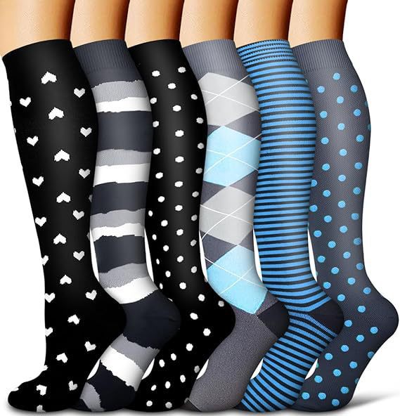6-Pair Graduated Compression Socks Set