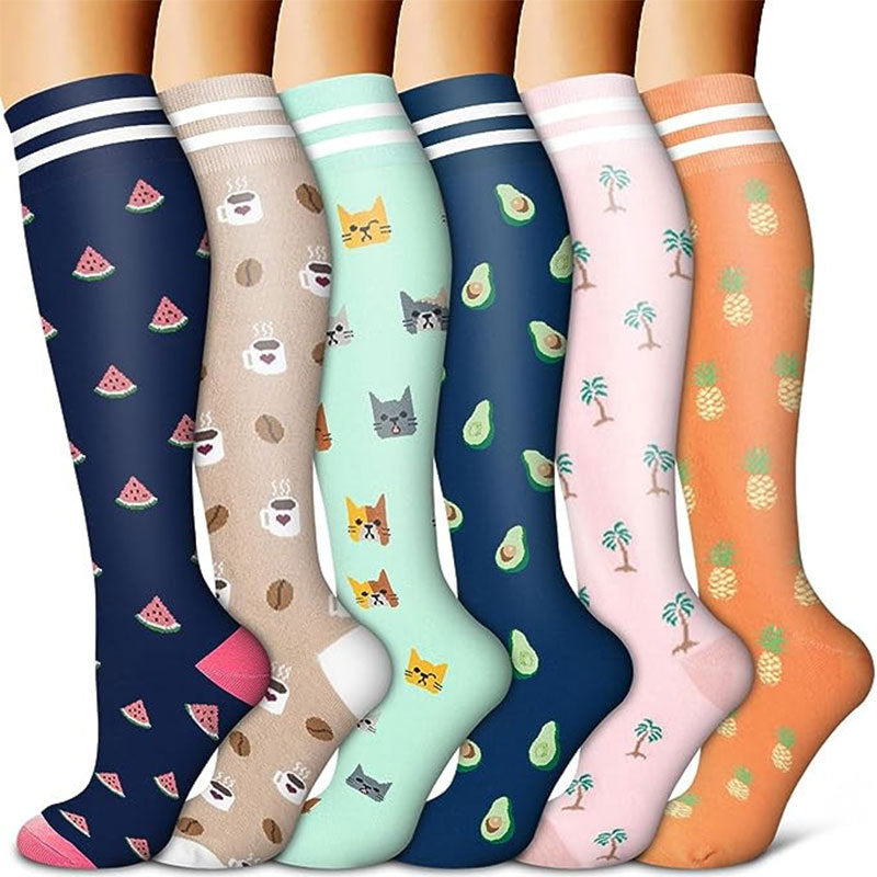 6-Pair Graduated Compression Socks Set