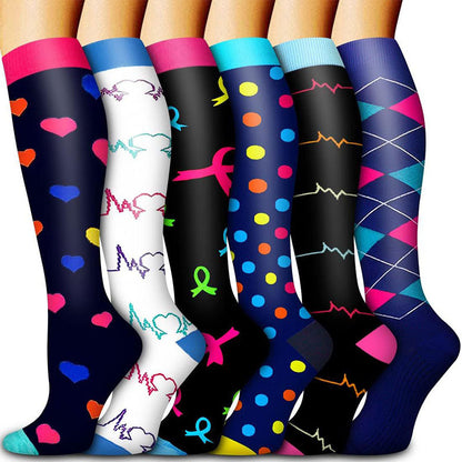 6-Pair Graduated Compression Socks Set