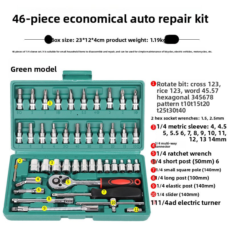 6-piece auto repair combination ratchet wrench toolbox