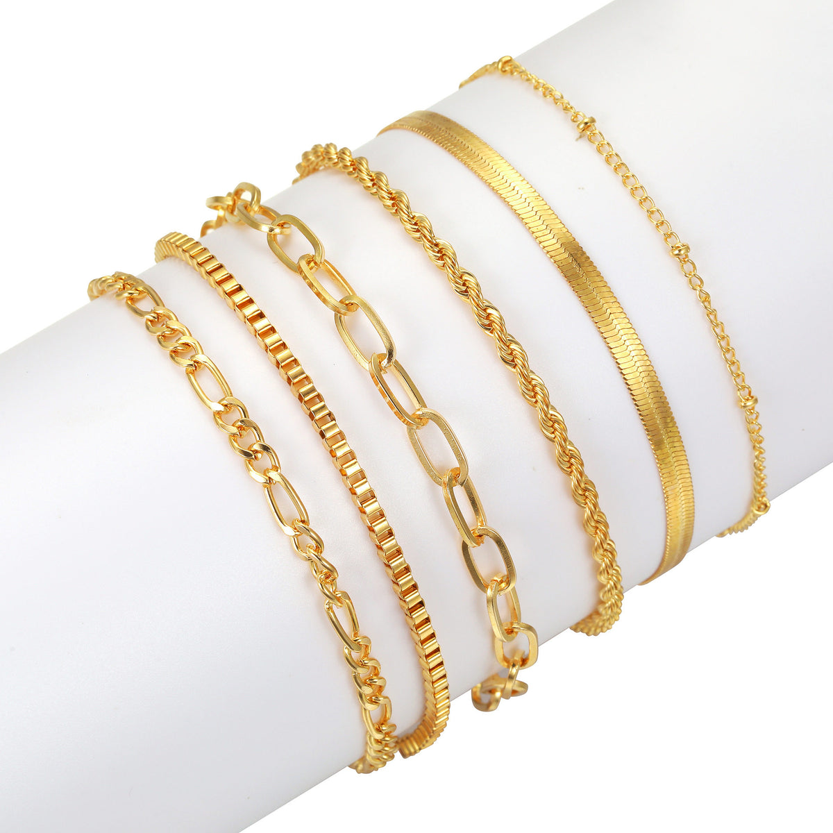 6-Piece Women's Metal Chain Bracelet Set