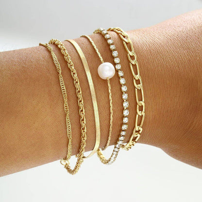 6-Piece Women's Metal Chain Bracelet Set