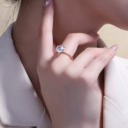 Buy Trendy Geometric Six-Prong Diamond Ring Elegant Design