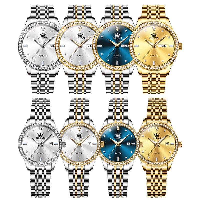 New Diamond-Embedded Trendy Waterproof Watch Stylish Durable