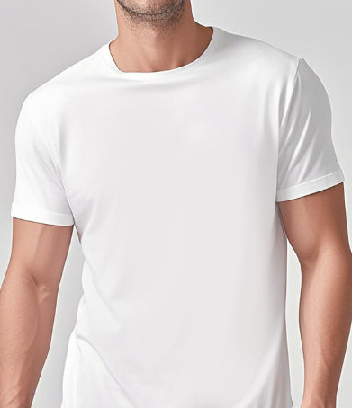 Buy Solid-Color Casual Short-Sleeve Crew Neck T-Shirt