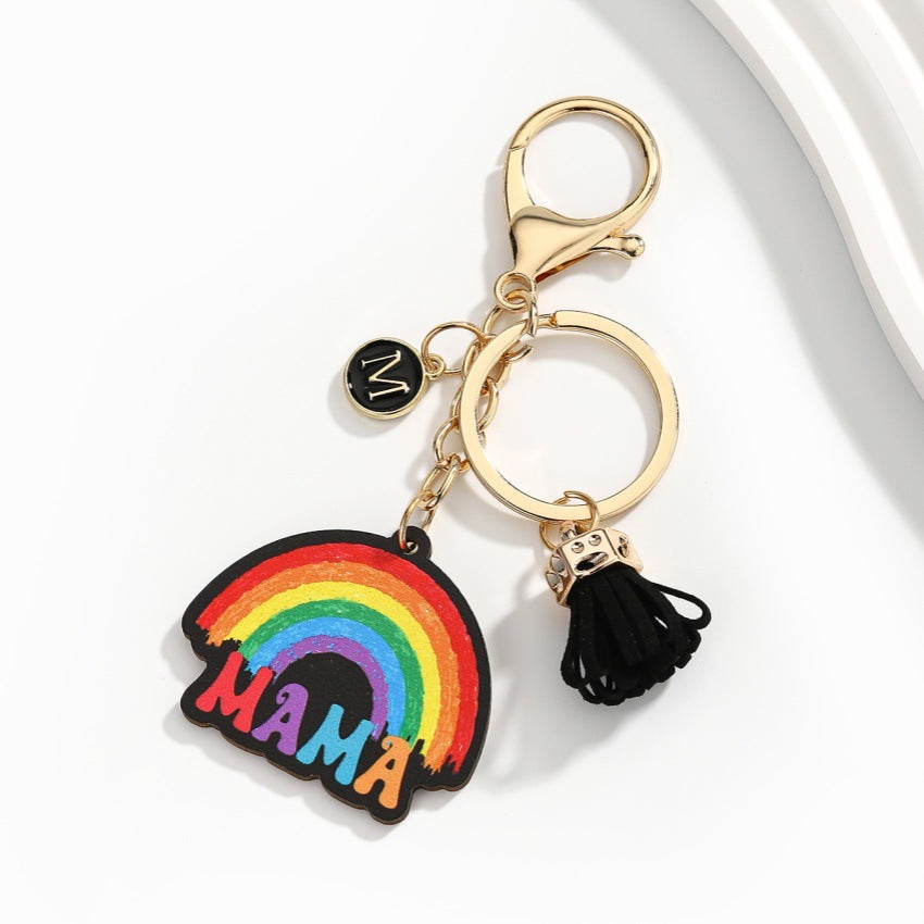 Mothers Day Letter Tassel Keychain Pendant Mom Gift Idea