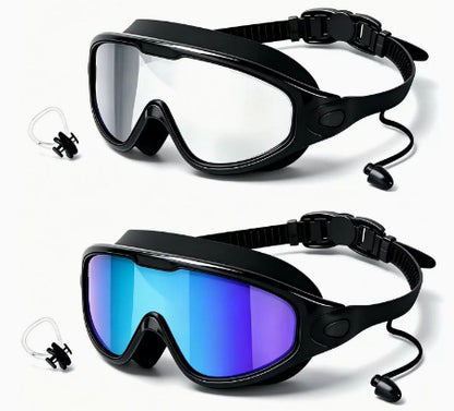 Large Frame Anti Fog Swimming Goggles With Earplugs Uses Now
