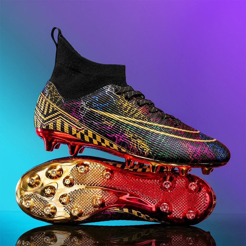 High-Top Soccer Shoes – Gold-Plated Bottom, Perfect Students