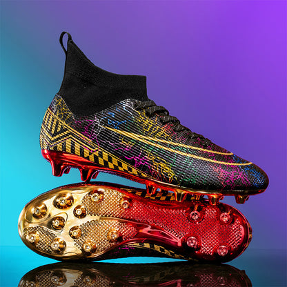 High-Top Soccer Shoes – Gold-Plated Bottom, Perfect Students