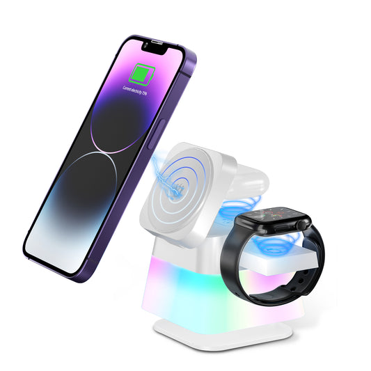4-in-1 Rotatable Wireless Charger Stand Colorful Lighting