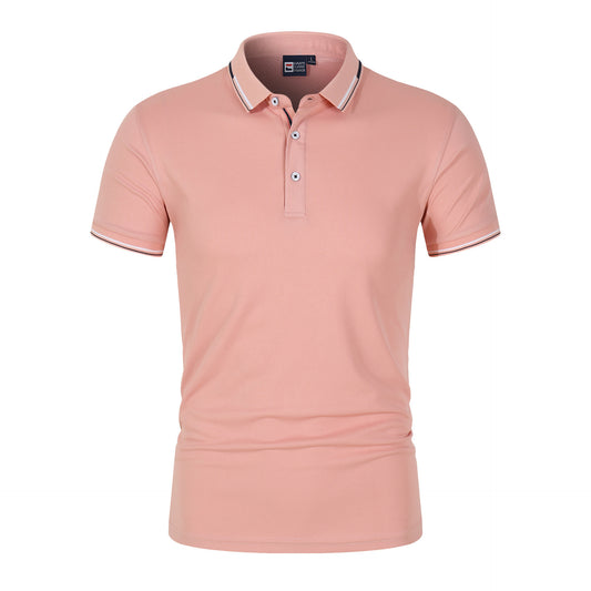 Buy Solid-Color Men’s Polo Shirt with Stand-Up Collar