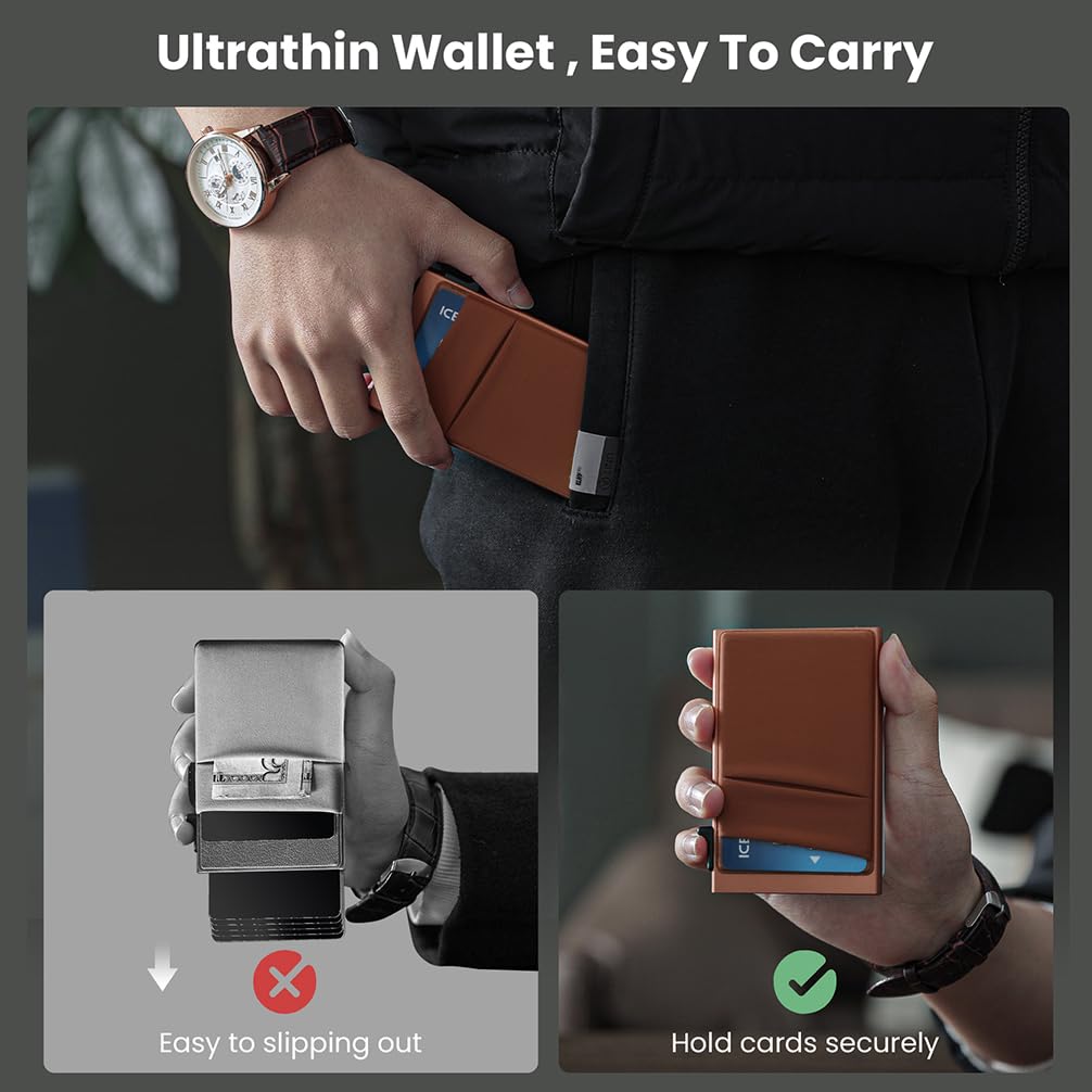 Minimalist Pop-Up Card Holder Wallet Slim Design Cash Pocket
