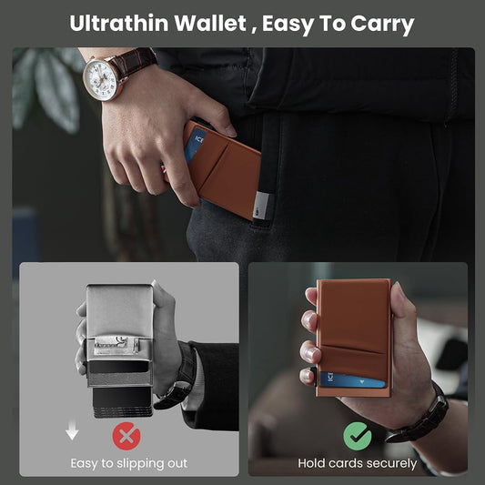 Minimalist Pop-Up Card Holder Wallet Slim Design Cash Pocket