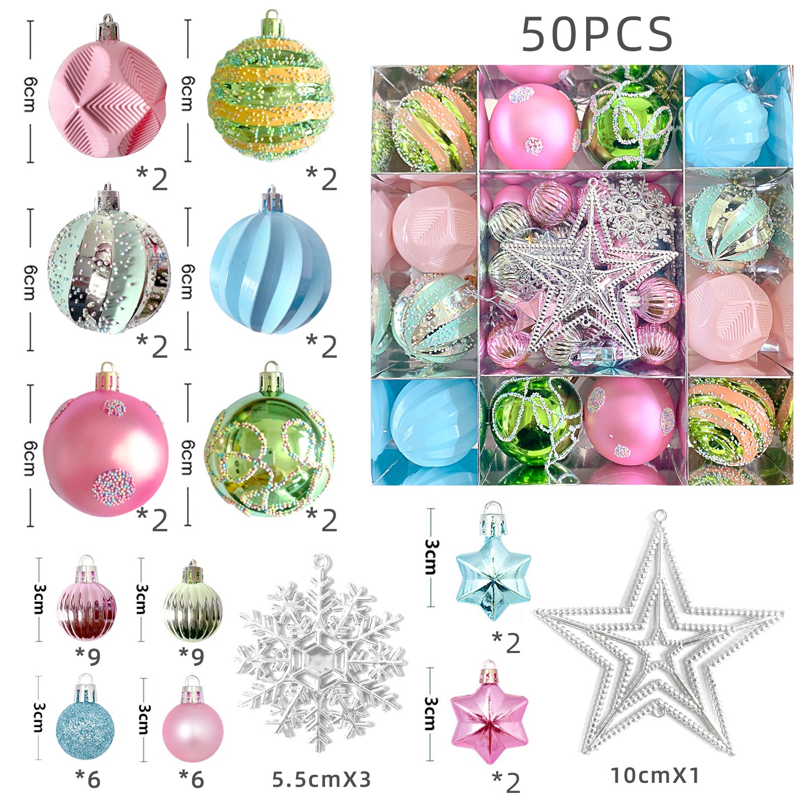 6cm Electroplated Christmas Ornament Ball with Hand-Painted Designs