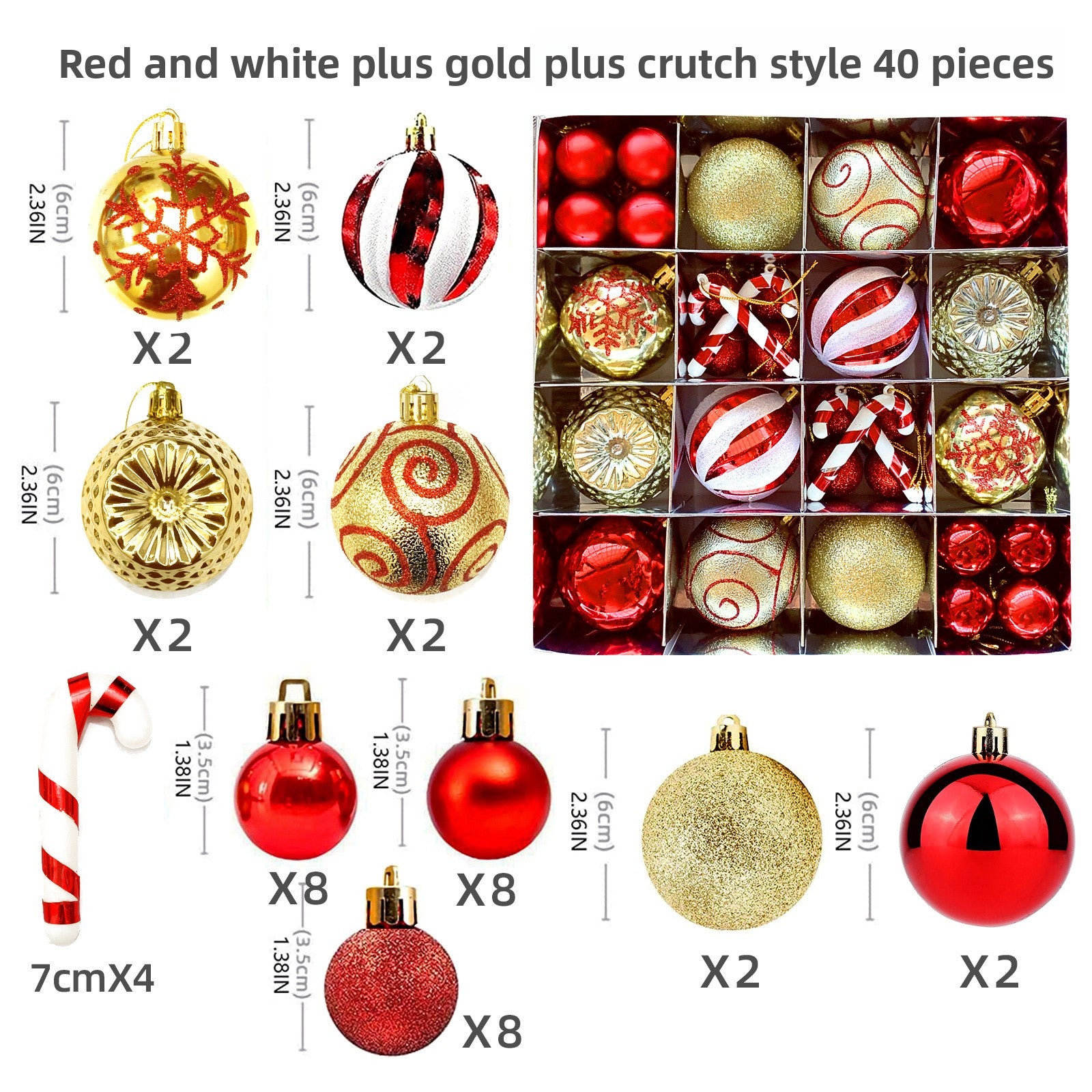 6cm Electroplated Christmas Ornament Ball with Hand-Painted Designs