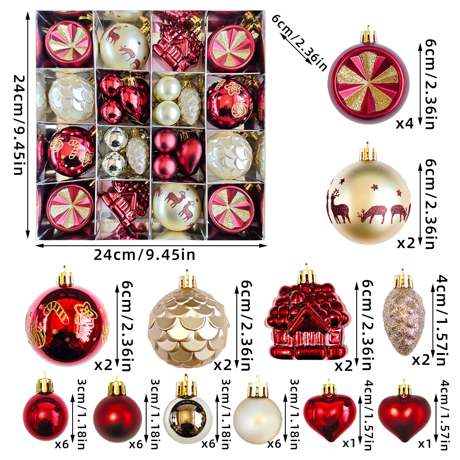 6cm Electroplated Christmas Ornament Ball with Hand-Painted Designs