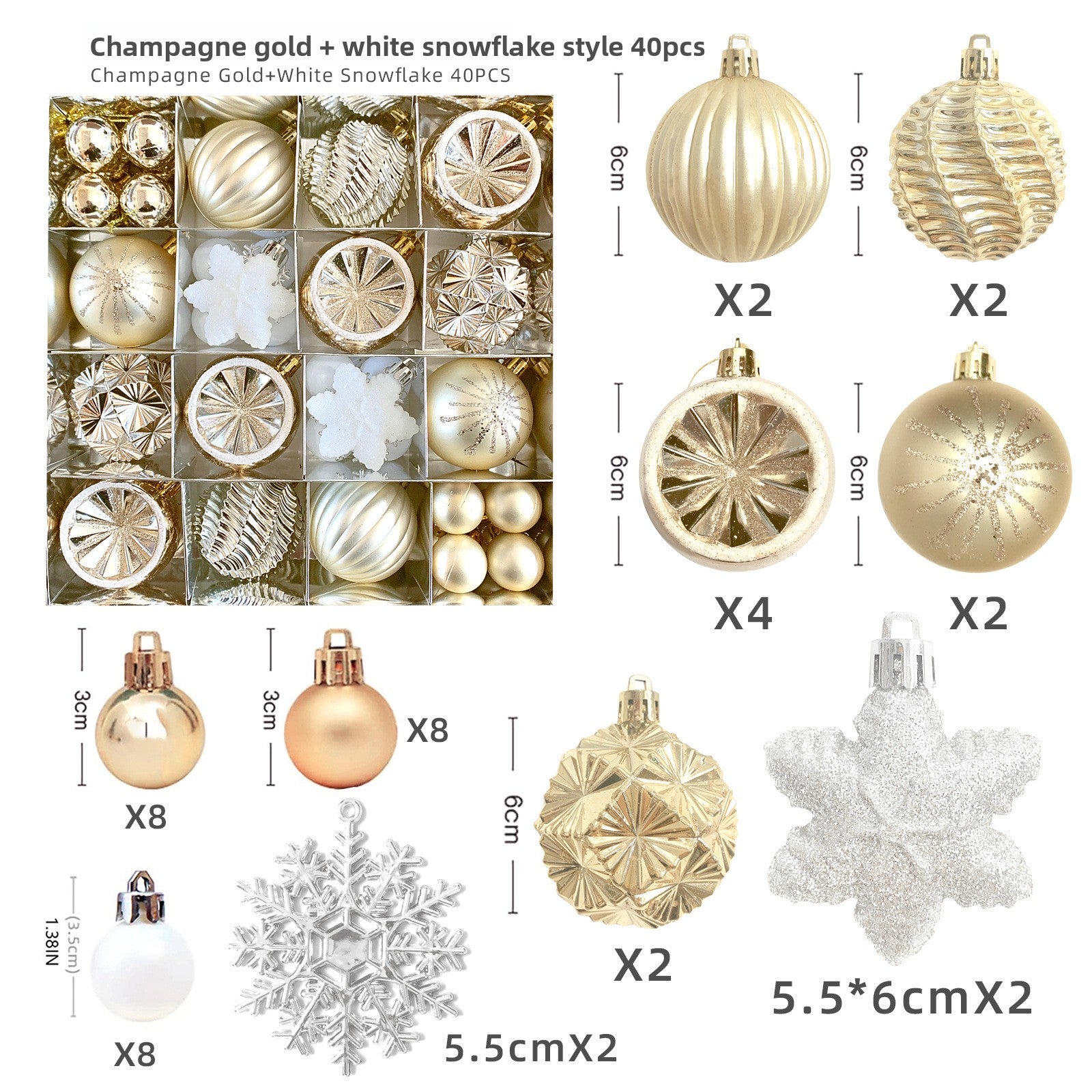 6cm Electroplated Christmas Ornament Ball with Hand-Painted Designs