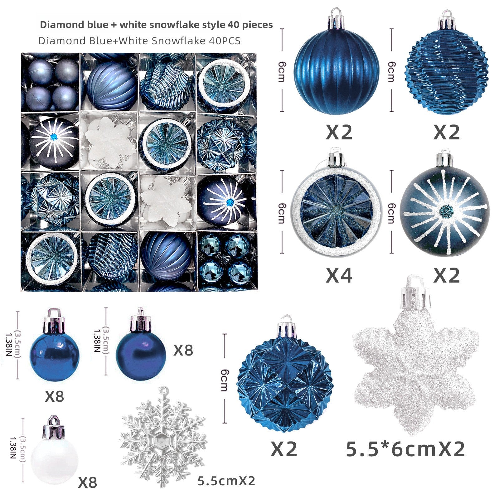 6cm Electroplated Christmas Ornament Ball with Hand-Painted Designs