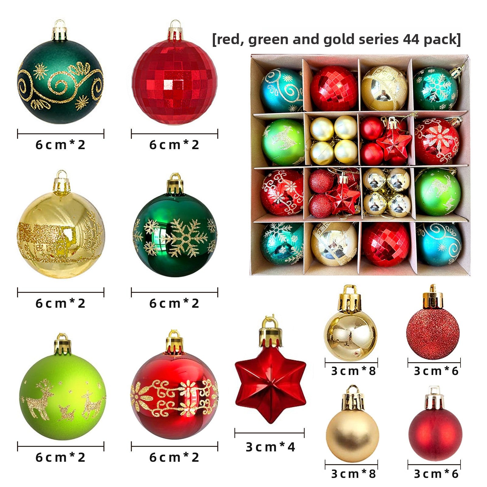 6cm Electroplated Christmas Ornament Ball with Hand-Painted Designs