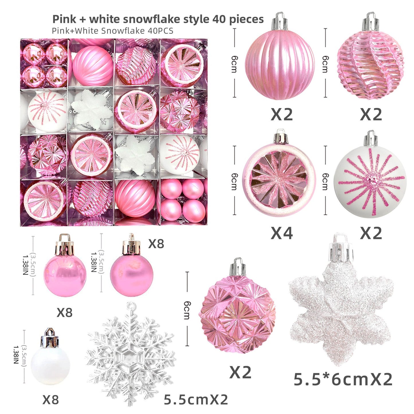 6cm Electroplated Christmas Ornament Ball with Hand-Painted Designs