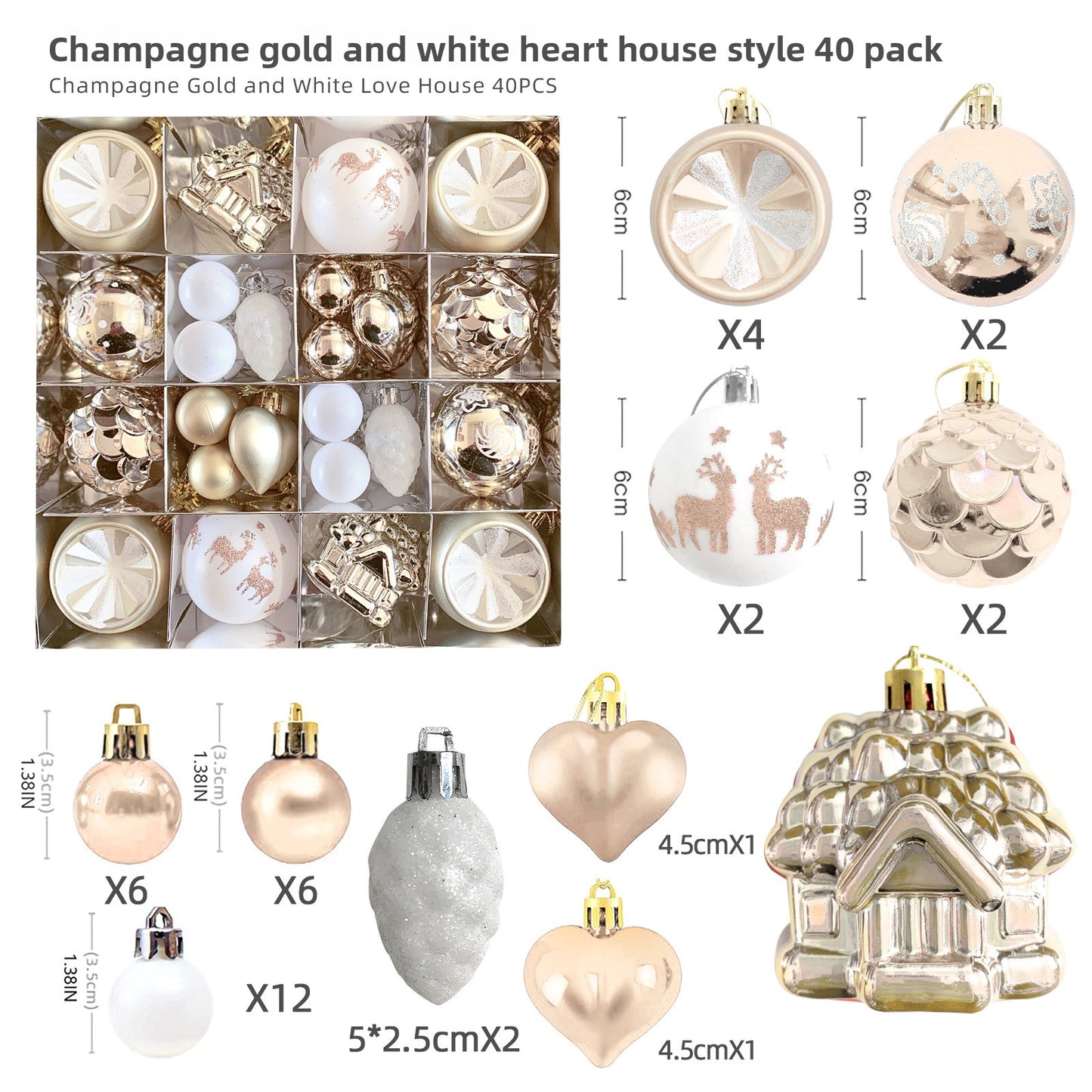 6cm Electroplated Christmas Ornament Ball with Hand-Painted Designs