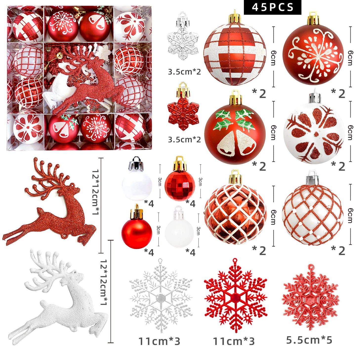 6cm Electroplated Christmas Ornament Ball with Hand-Painted Designs