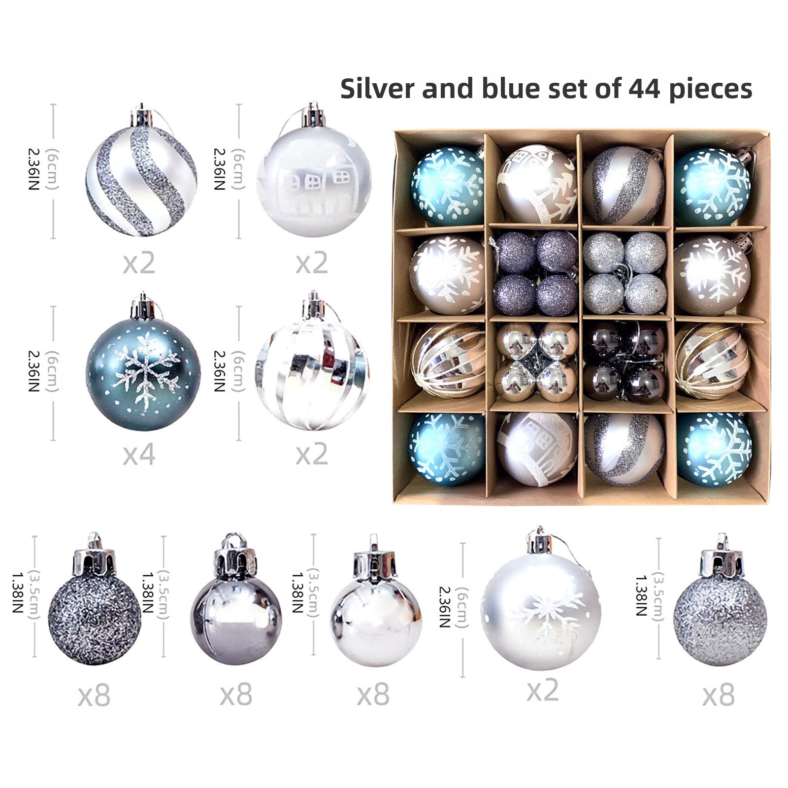 6cm Electroplated Christmas Ornament Ball with Hand-Painted Designs