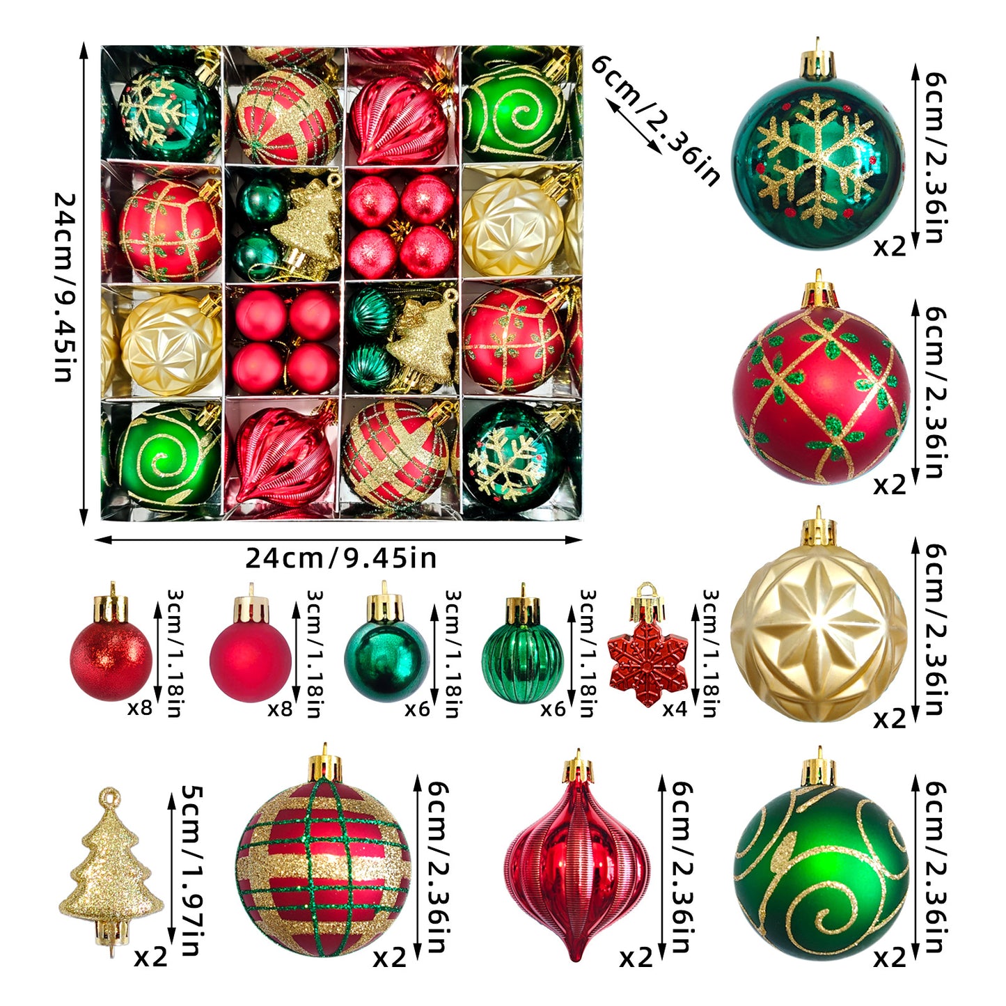 6cm Electroplated Christmas Ornament Ball with Hand-Painted Designs