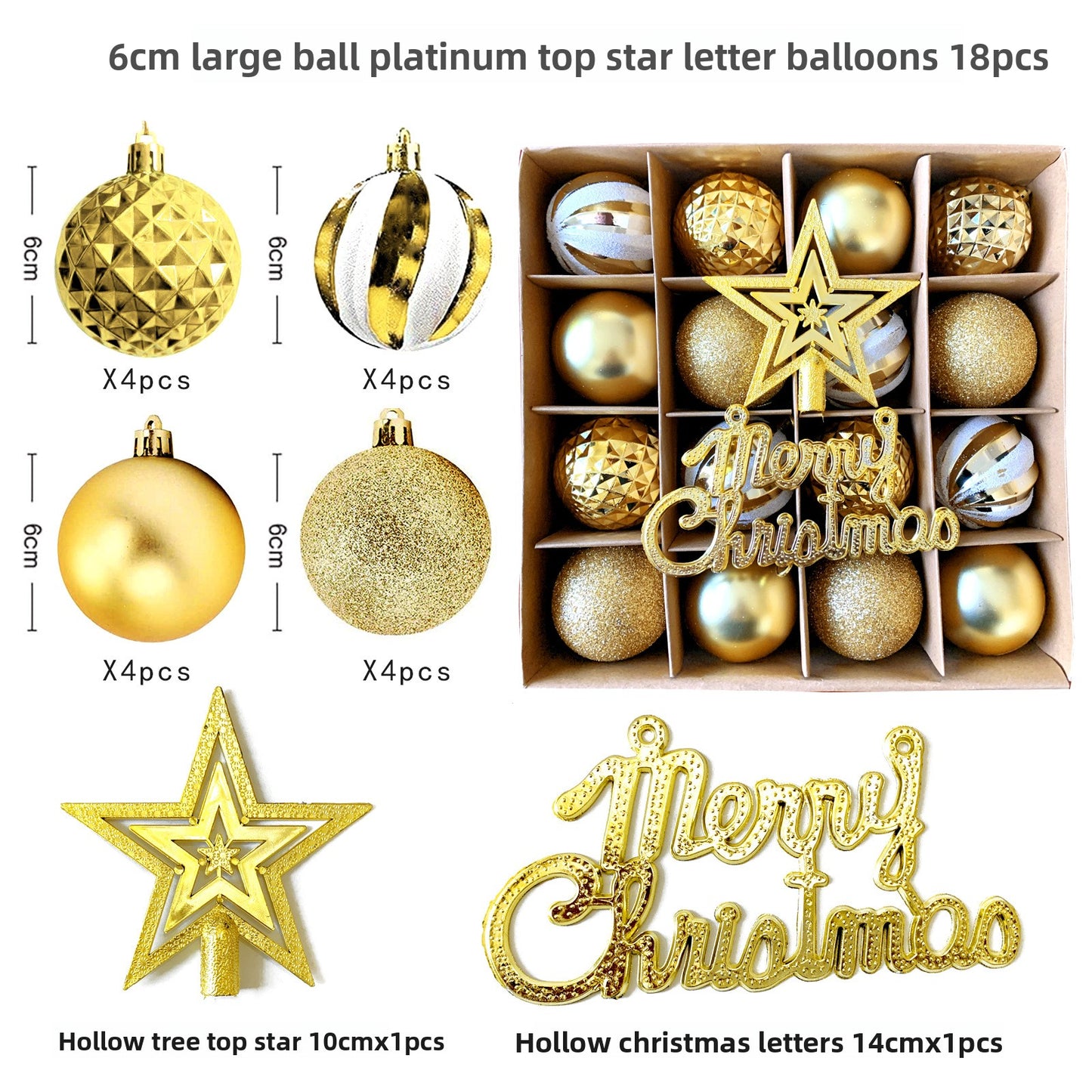 6cm Electroplated Christmas Ornament Ball with Hand-Painted Designs